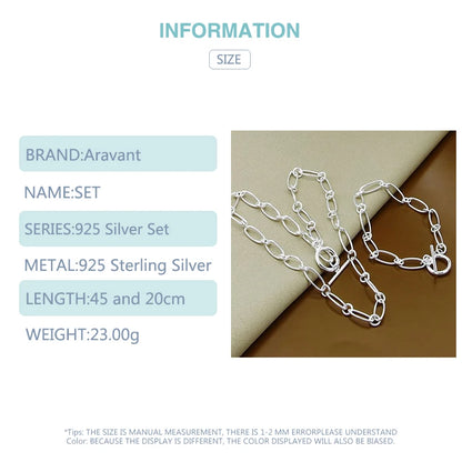 925 Silver Jewelry Set Necklace Bracelet Set For Women Party Jewelry Gift