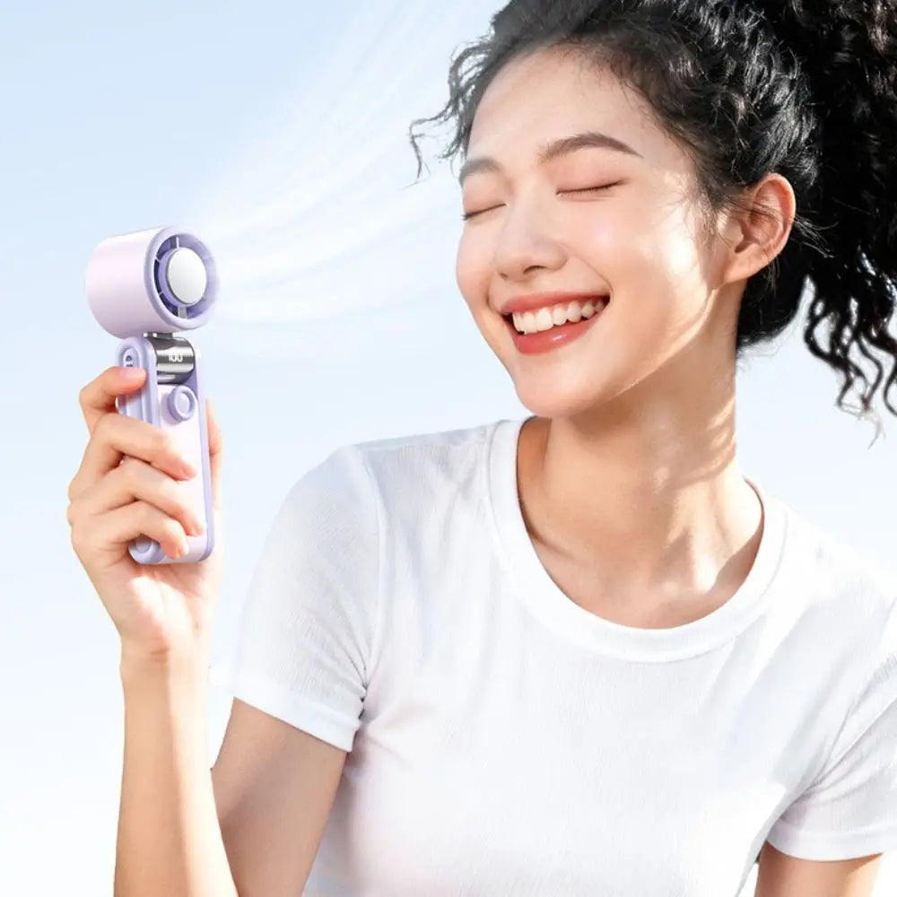 Foldable Design Portable Handheld Fan Portable Quiet Mini Pocket Fan Digital Display Silent Operation Desktop Fan Handheld Use