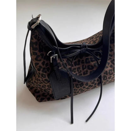 Korean Fashion Leopard Pattern Design Single Shoulder Bag American Sweet Cool Y2K Style Handbag Versatile Casual Underarm Bag