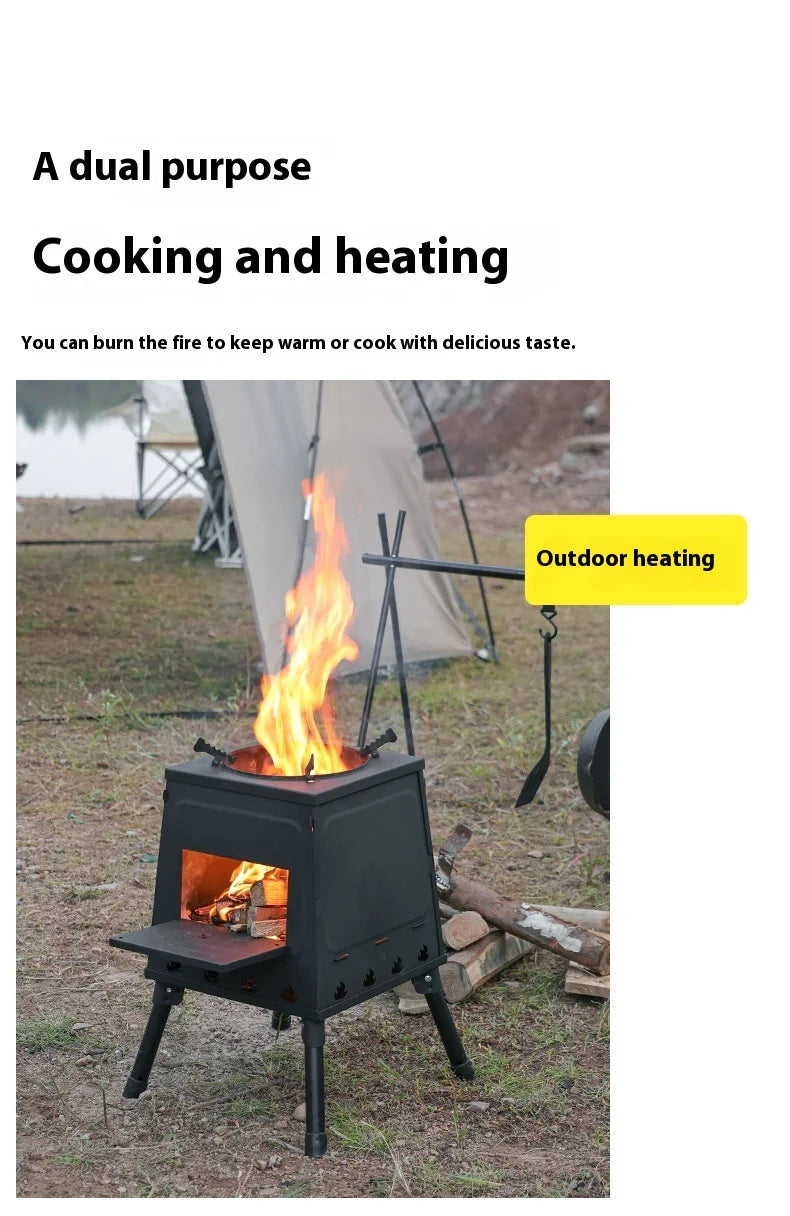 Factory Wholesale Portable Foldable Outdoor Camping Grill Detachable Wood Stove for Charcoal Cooking for Outdoor Adventures