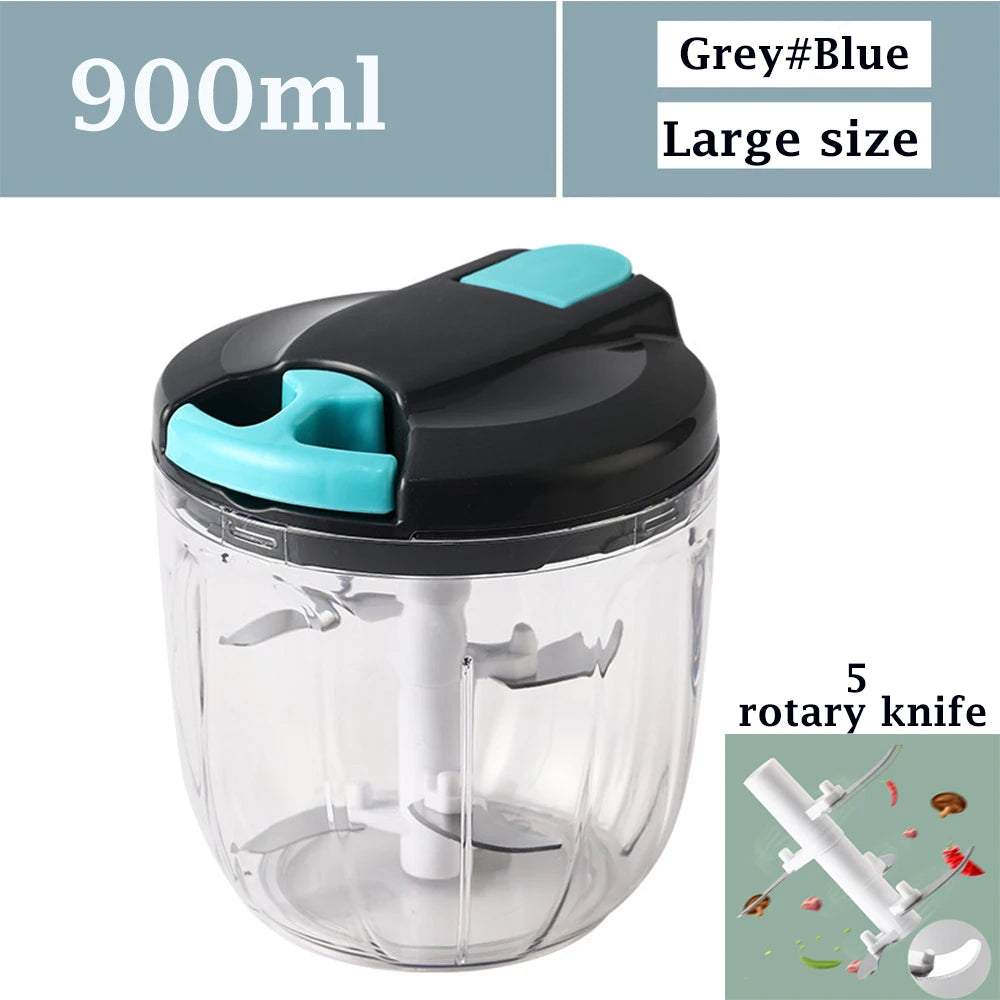 520ml/900ml Manual Food Processor Vegetable Chopper Hand Pull Mincer Blender Mixer For Garlic Fruits Nuts Onions Peppers Chopper