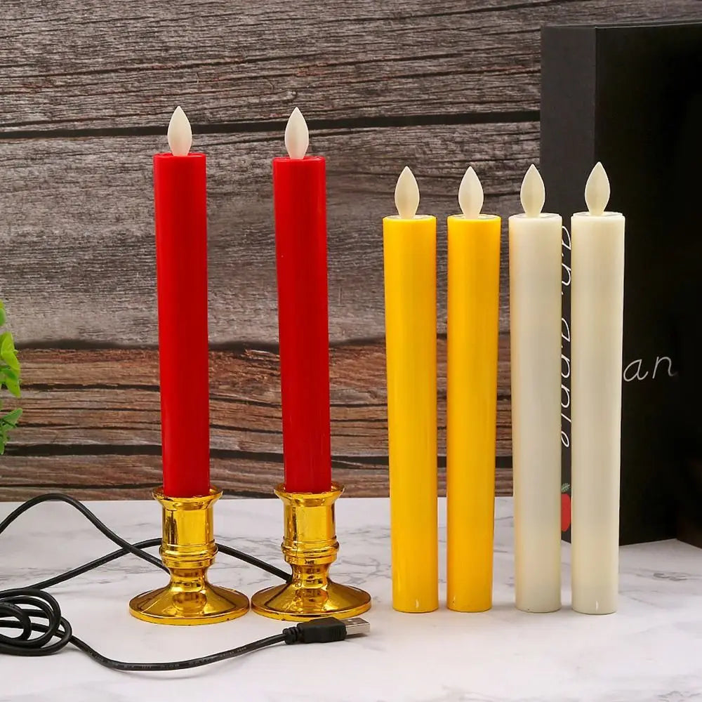 Creative LED Flameless Candles Lights Wedding Birthday Party Simulation Candles Lamp Long Electric Flickering Candlesticks
