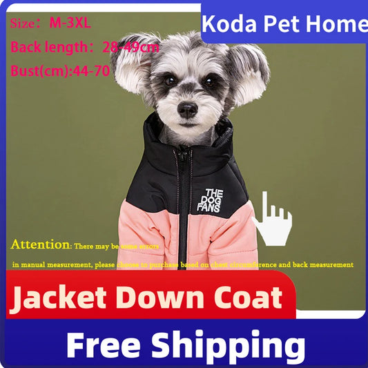 Fashion Pet Coat Clothes, Trendy Embroidered Dog Autumn and Winter Cotton Clothing, Pet Clothing, Thickened Warm Down Clothing