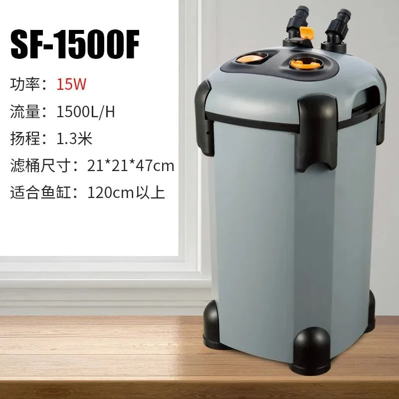 Silent External Fish Tank Filter with Cartridge and Water Pump for Aquarium Circulation and Purification