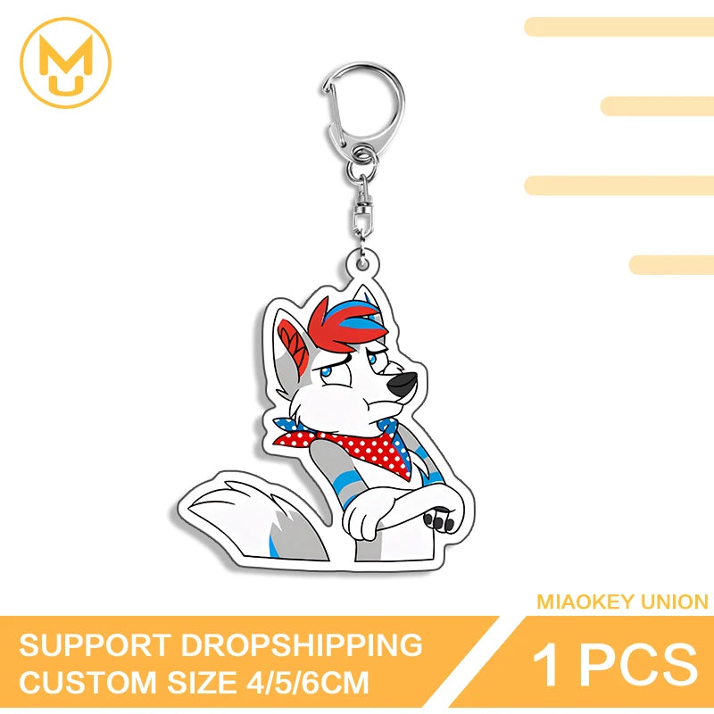 Furry Wolf Fashionable Eye Catching Lively Edgy Acrylic Keyring Charming Adorable Exquisite Anime Jewelry Accessories Gifts