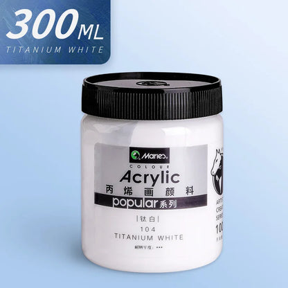 300ml White Acrylic Paints In Large Jars for Wall Painting Without Losing Color Waterproof and Sun Protection Art Supplies