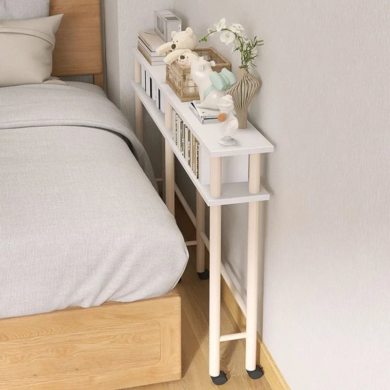 Multi-Functional Storage Rack Bedside Narrow Gap Table Small Family Bedroom Desk Sofa Table Modern Wooden Storage New Arrival