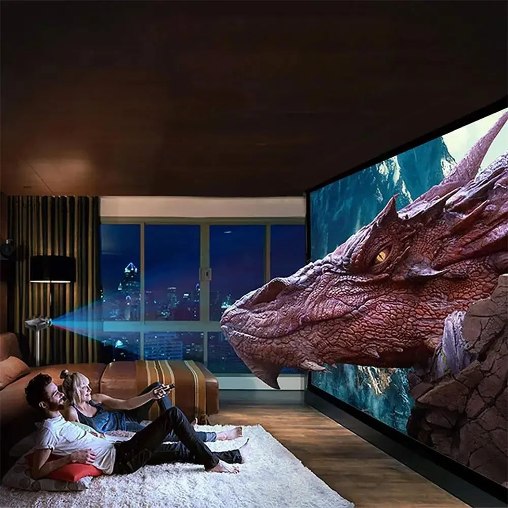 4K High-definition Portable Home Projector — 16:9 Anti Light Screen, Simple Projector, Metal Material Foldable Viewing Device