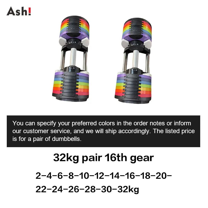Multi-Color Adjustable Dumbbell Set, 2KG(5LB) or 4KG(9LB) Increment, Up to 50KG(110LB), Fast Adjustable Dumbbells for Home Gym