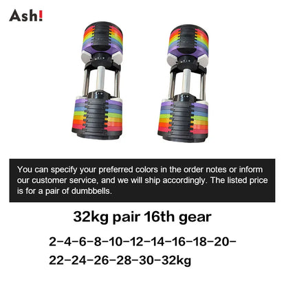 Multi-Color Adjustable Dumbbell Set, 2KG(5LB) or 4KG(9LB) Increment, Up to 50KG(110LB), Fast Adjustable Dumbbells for Home Gym