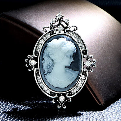 SHMIK Vintage Palace Style Relief Beauty Pendant Crystal Badges Brooch For Women Elegant Retro Middle Design Pin Jewelry