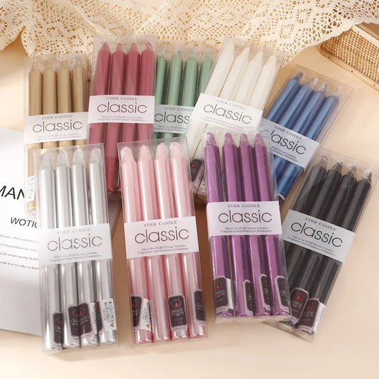 25cm 2pcs PVC electroplatedcoloredstraight candles, smokeless and odorless, for home use, candlelight dinner candlestick candles