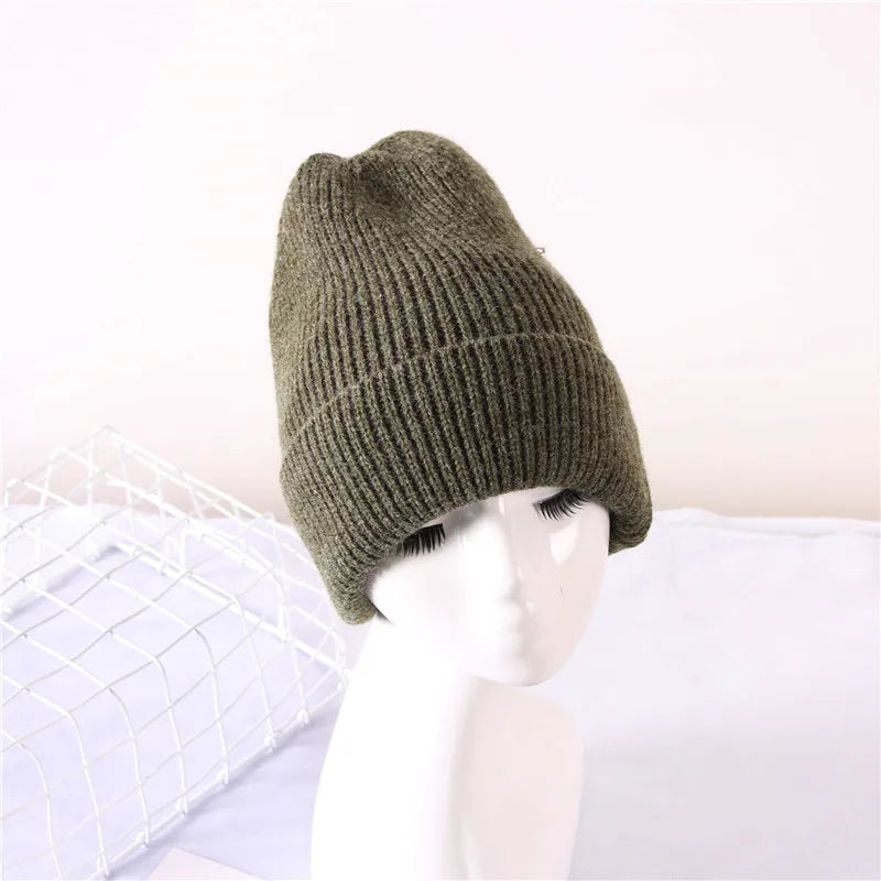 New winter adult casual beanie cap Outdoor lady knitted hat Thick warm comfortable
