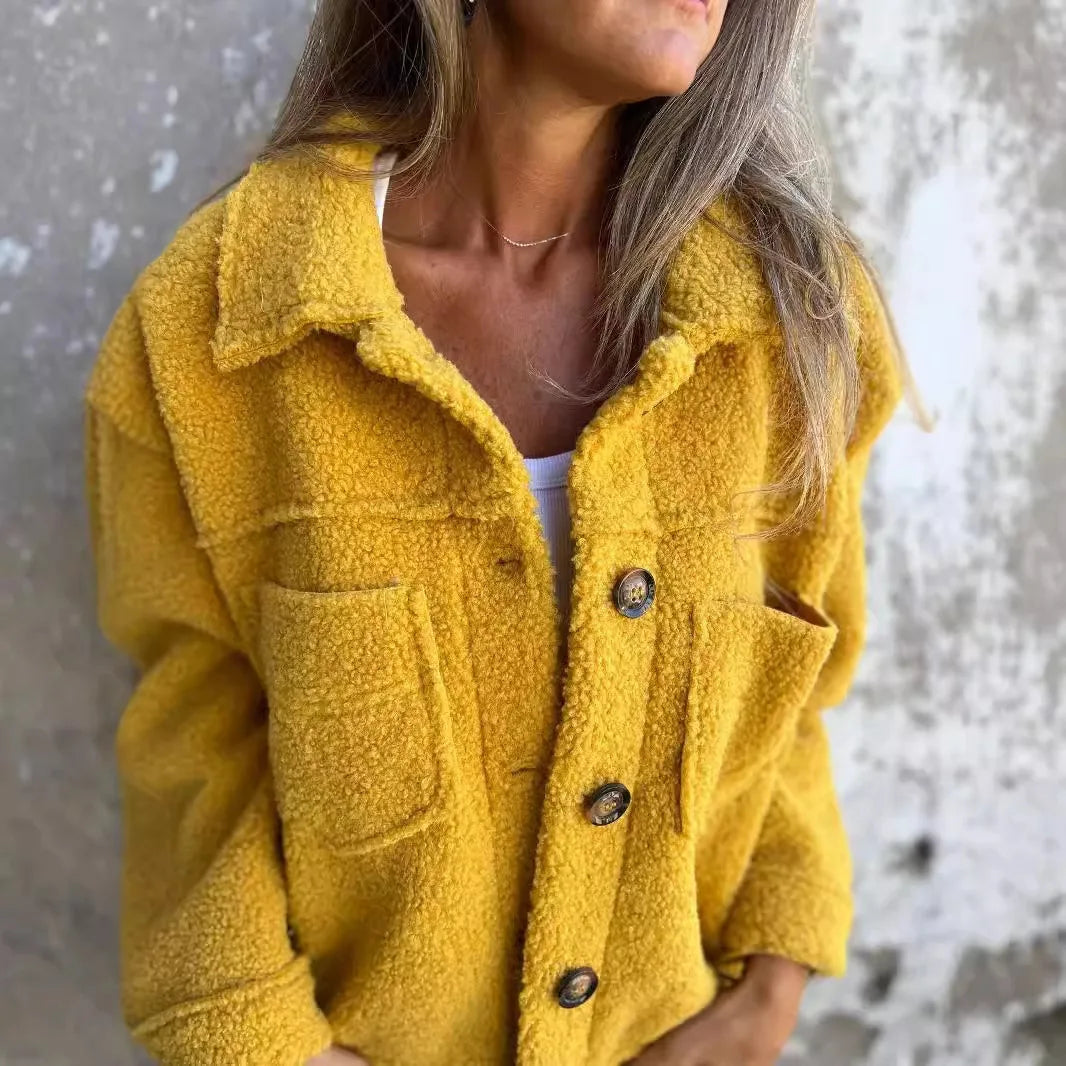 2025 Autumn Winter Clothes Women Lapel Single-breasted Lapel Jacket Solid Color Fashion New in Outerwears Pockets Coat Chic Tops