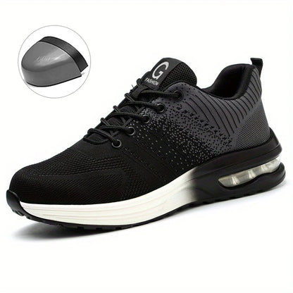Steel Toe Work Shoes for Men Women  Anti-Smash Anti-Puncture Blue Safety Shoes Breathable Lightweight Air Cushion Work Shoes