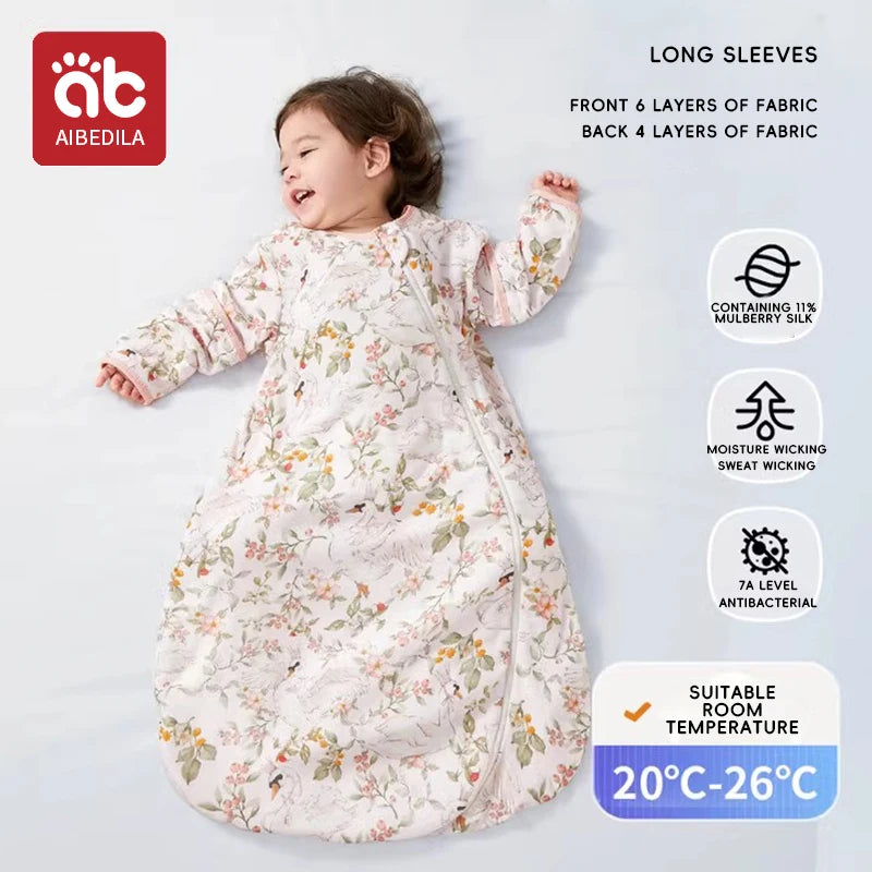 AIBEDILA ﻿Baby Sleeping Bag Childen Summer Silk bamboo Cotton Babe Sleepsack 1-3Years Infant Breathable Growth Blanket Sleepwear