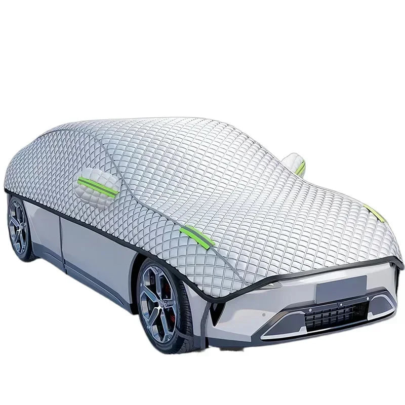 1pc All-Weather Half Car Body Cover - Waterproof, Dustproof, UV & Snow Resistant for Sedans, Protects Windshield and Roof