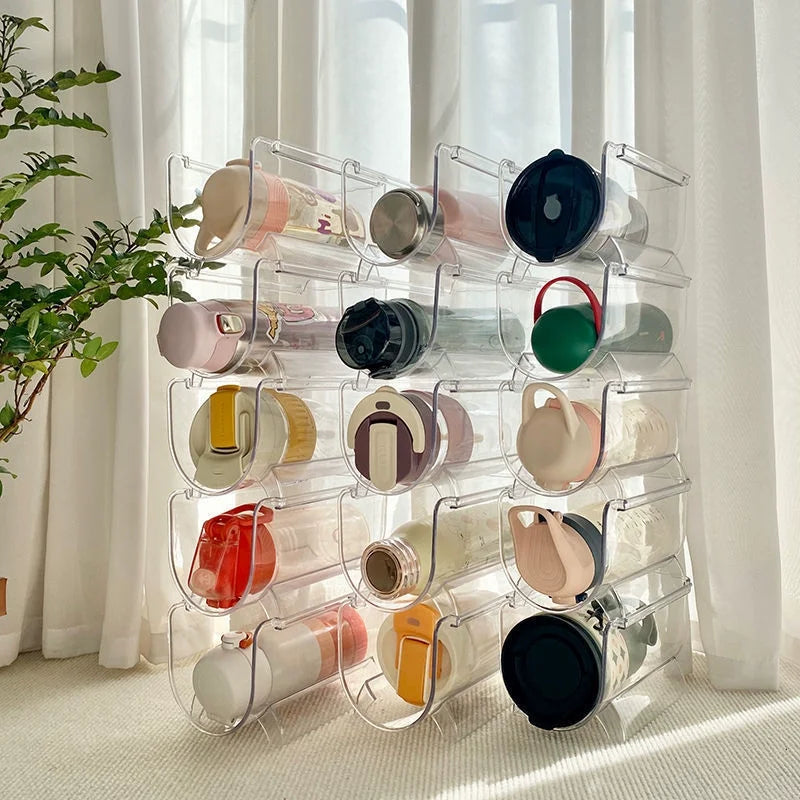 Bottles Storage Holder Free-Standing Desktop Keep Neat Kitchen Water Bottle Storage Shelf Drink Organizer Closet Organizer