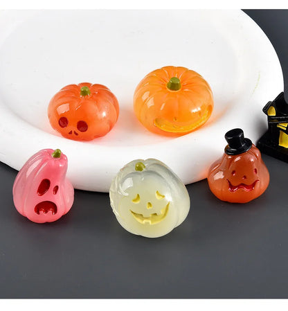 Micro Landscape Luminous Pumpkin Resin Decorative Ornaments Diy Cream Glue Decoration Material Halloween Pumpkin Gift