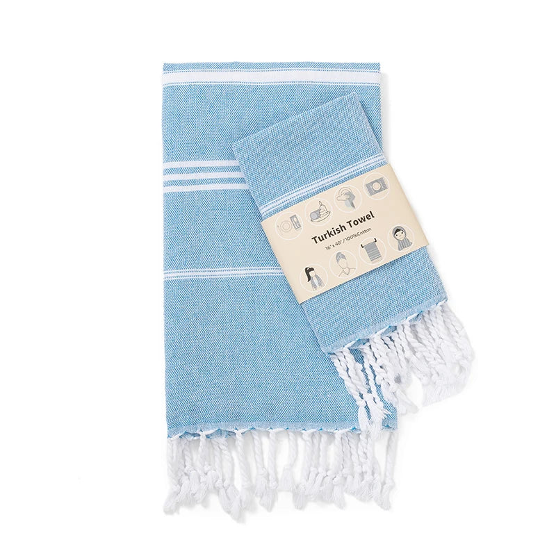 Premium Turkish Cotton Towels Soft and Luxurious Bath Hand and Face Towel Set Striped Towel Rectangular Tablecloth Bathroom set