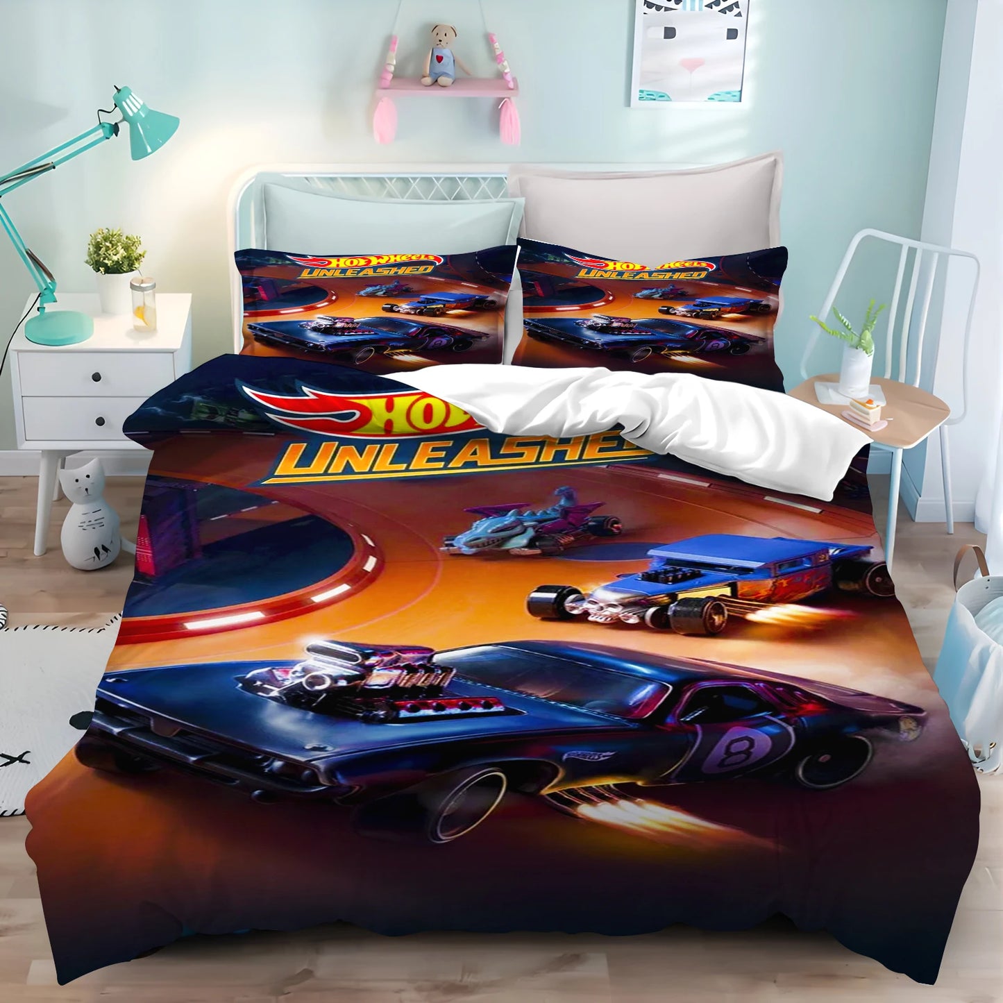 Cartoon Duvet Cover Hot-wheel Home Pillowcase Set Adult Bedroom Children Comforter Bedding