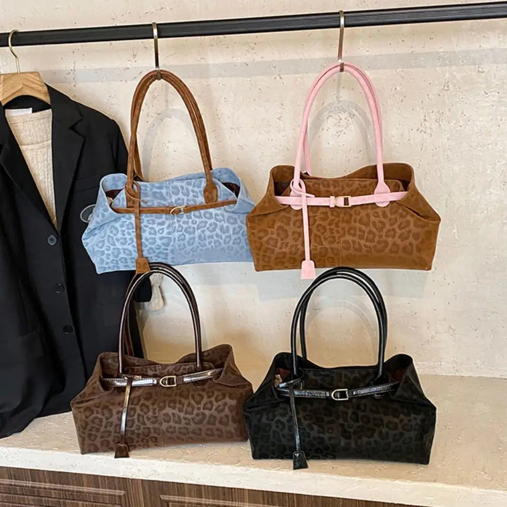Trendy PU Leopard Print Tote Bag Large Capacity Casual Women's Shoulder Bag Versatile Underarm Bag Females Handbags Purses