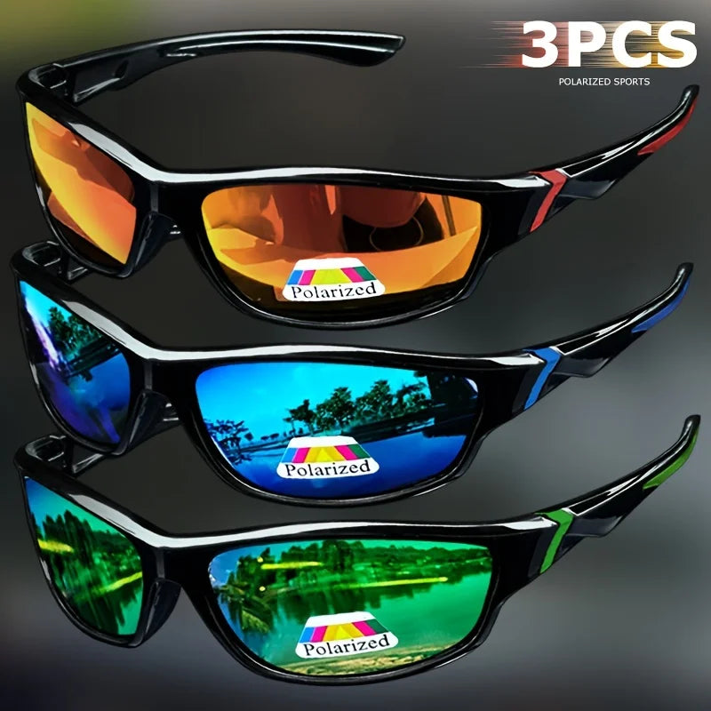 1/3PCS Vintage Sports Sunglasses Men Women Fishing Running Cycling Mountaineering Sport Man Sun Glasses Anti-Glare UV400