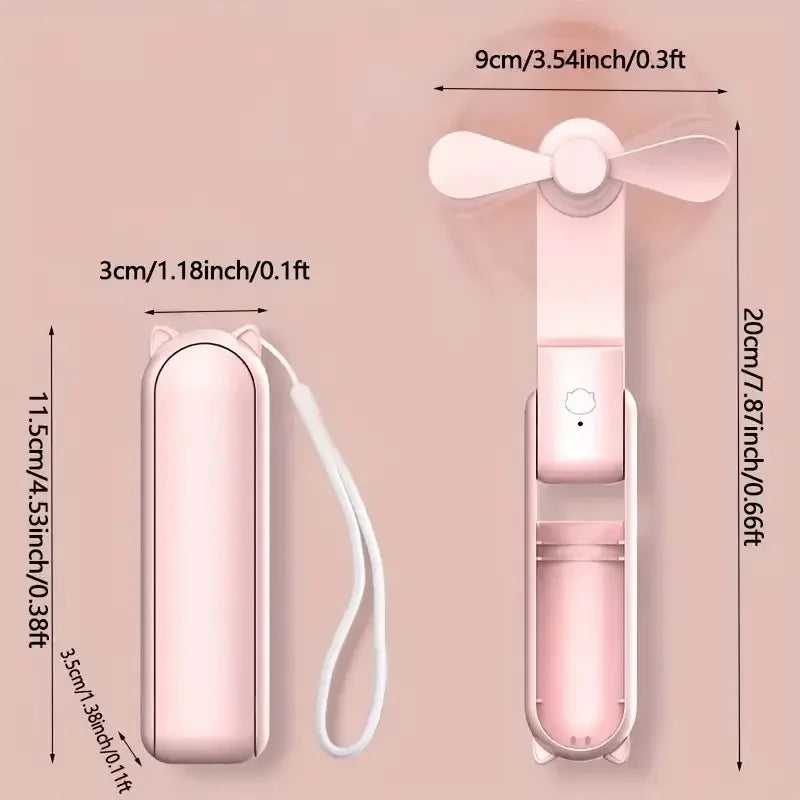 Portable Mini Fan, USB Rechargeable,speed Adjustable, Foldable Handheld Fan, Suitable for Women, student, Travel, Outdoor Use