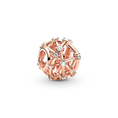 Rose Gold Plated Charms for Bracelet DIY Jewelry Making Heart Flower Strawberry Butterfly Paw Print CZ Pendant Beads Women Gift