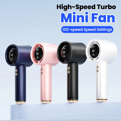 Portable Mini Handheld Fan Type C Rechargeable Digital Display Fan High-Speed Electric Cooling Fan Desktop Outdoor Small Fans