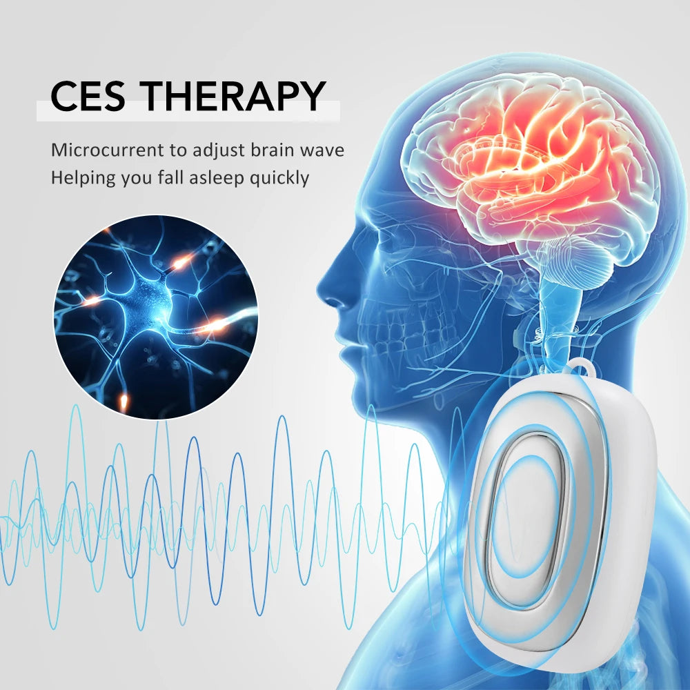 Handheld CES Sleep Aid Device Palm Pulse Massager Ear Clip Microcurrent Stress Anxiety Insomnia Relief for Better Sleep