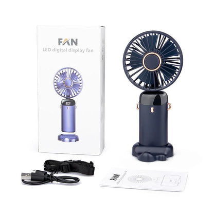 Portable mini fan as a summer outdoor gift with creative digital display of power consumption and cross-border portability