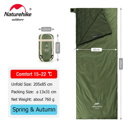 Naturehike Sleeping Bag LW180 Ultralight 3 Season Camping Hiking Sleeping Bags Outdoor Portable Waterproof Cotton Sleeping Bag