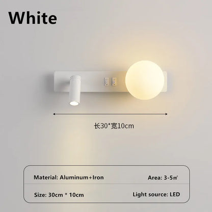 Bedroom Bedhead Reading Light Creative Minimalist LED with Switch Hotel Rooms Study Living Room Background Wall Decorative Light