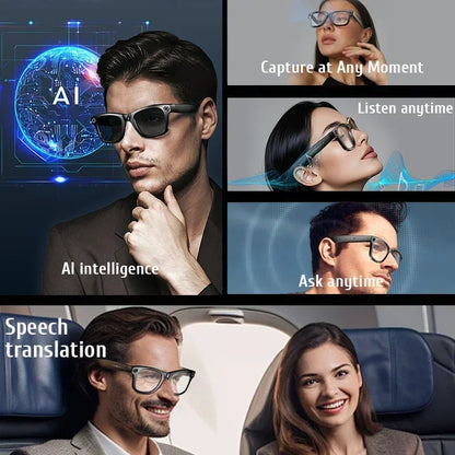 Lenovo 100MP Camera 8K HD Smart Glasses Chat GPT 260mAh Battery Bluetooth Call Voice Assistant Control Smart Glasses for Men