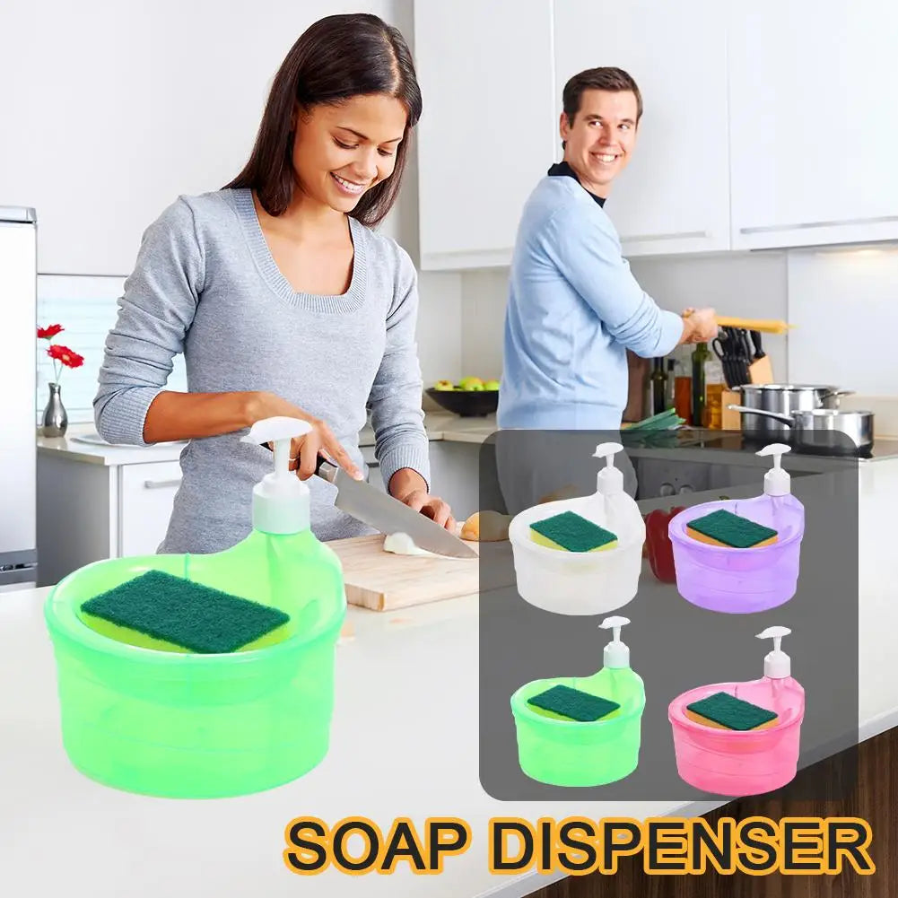 Soap Dispenser Bottle With Sponge for Detergent Liquid Kitchen Dish Soap Dispenser Kitchen Sponge Dispenser Manual Soap Pump