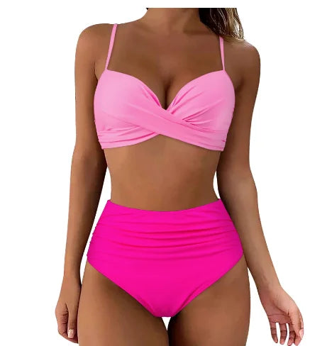 Sexy High Waist Bikini Swimsuit 2024 Woman Push Up Swimwear Leopard Bikinis Sets Brazilian Women Bathing Suit Beach Red Biquini