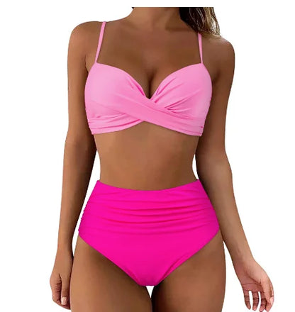 Sexy High Waist Bikini Swimsuit 2024 Woman Push Up Swimwear Leopard Bikinis Sets Brazilian Women Bathing Suit Beach Red Biquini