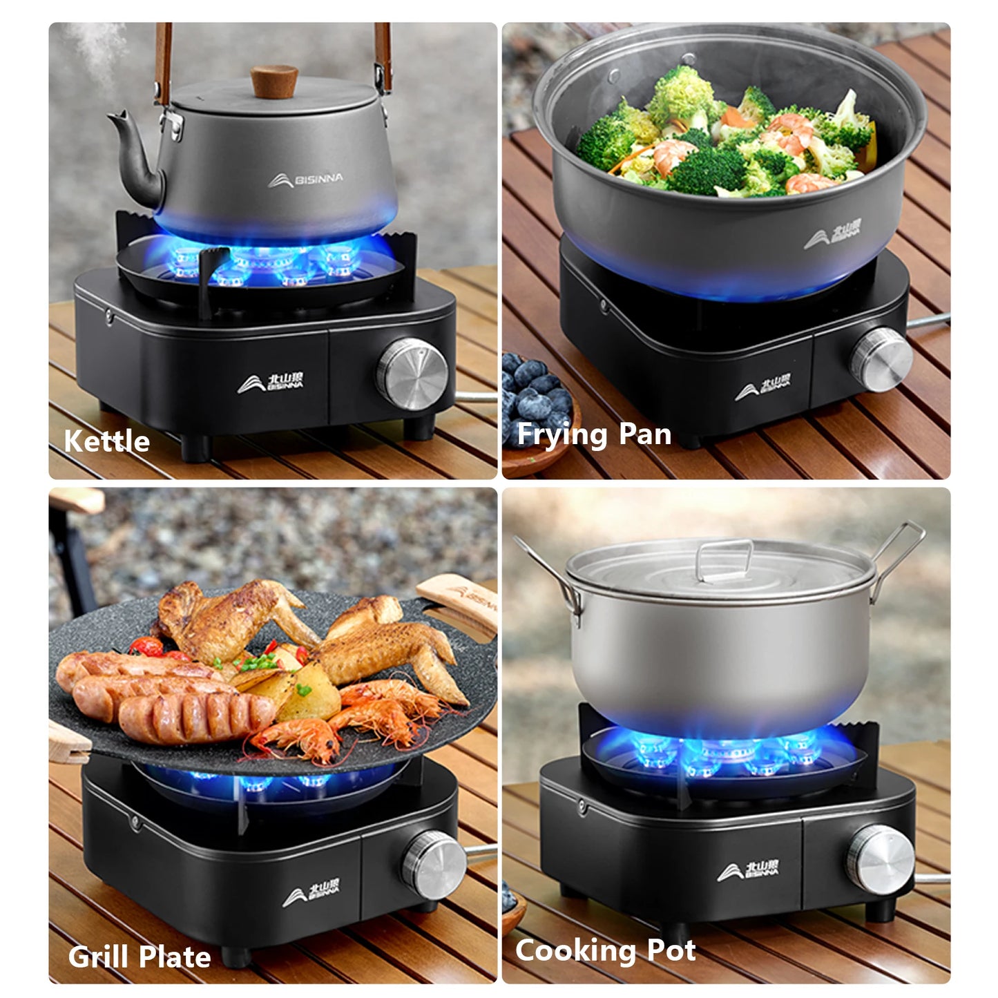 BISINNA Portable Camping Gas Stove 10000W High Firepower Strong Fire Burner for Outdoor Trips Barbecue Picnic Hiking