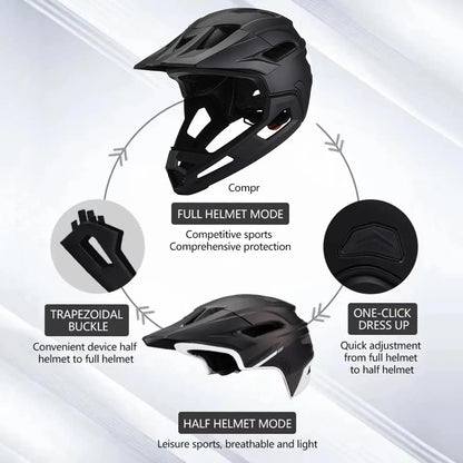 Bike Helmet Bicycle Mountain Bike Helmet Full Face Detachable One-piece Motorcycle Riding Safety Helmet Head Protection