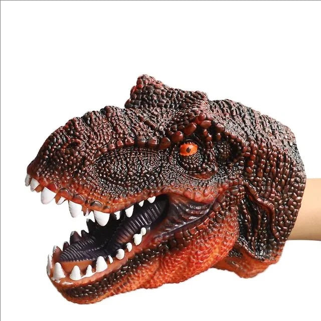 Pet Cat Dog Teasing Hand Puppets Dinosaur head Model Toy T-Rex Dino Jurass Shark Tiger Park Dolls Dinosaur Worlds Soft Plush Toy