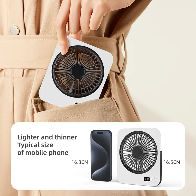 Portable Foldable Desk Fan with LED Display and 5-Speed Adjustable USB Rechargeable Silent Mini Fan For Outdoor House Table Fans