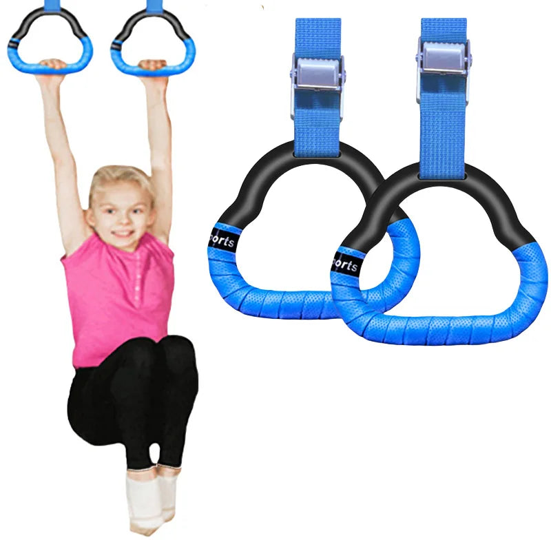 Gymnastics Rings Kid Sport Toy Non-Slip Gym Rings With Swing Adjustable Straps Pull-up Workout Gymnastics Fitness Equipment Toy