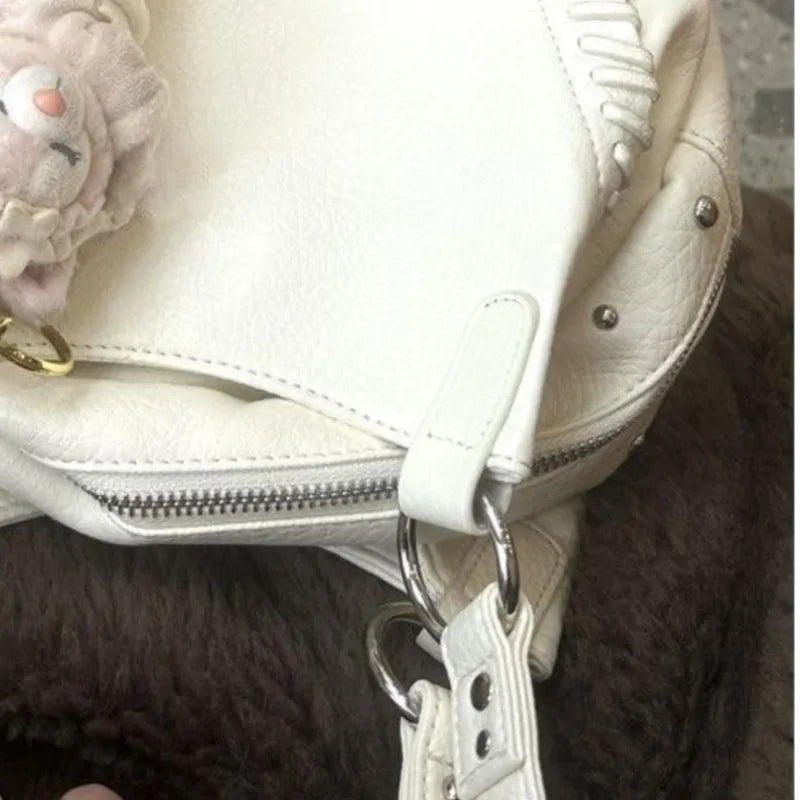 JIAERDI Hot Girls White Shoulder Bags Purse Women Fashionable Sweet Cute Underarm Bag Female Vintage Y2k Handbag Wallet 2025 New
