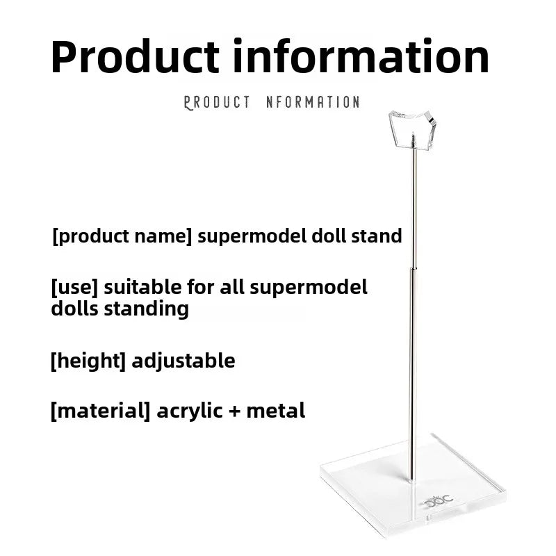 Supermodel Doll Toys Girl Display Base Metal Stand Adjustable Height Universal Acrylic