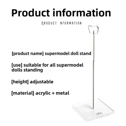 Supermodel Doll Toys Girl Display Base Metal Stand Adjustable Height Universal Acrylic