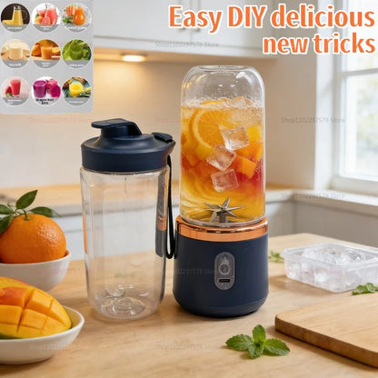 Portable Electric Blender 6 Blades Juice Smoothie Maker Ice Crusher Food Processor Personal for Fresh Drinks Juicer Machine