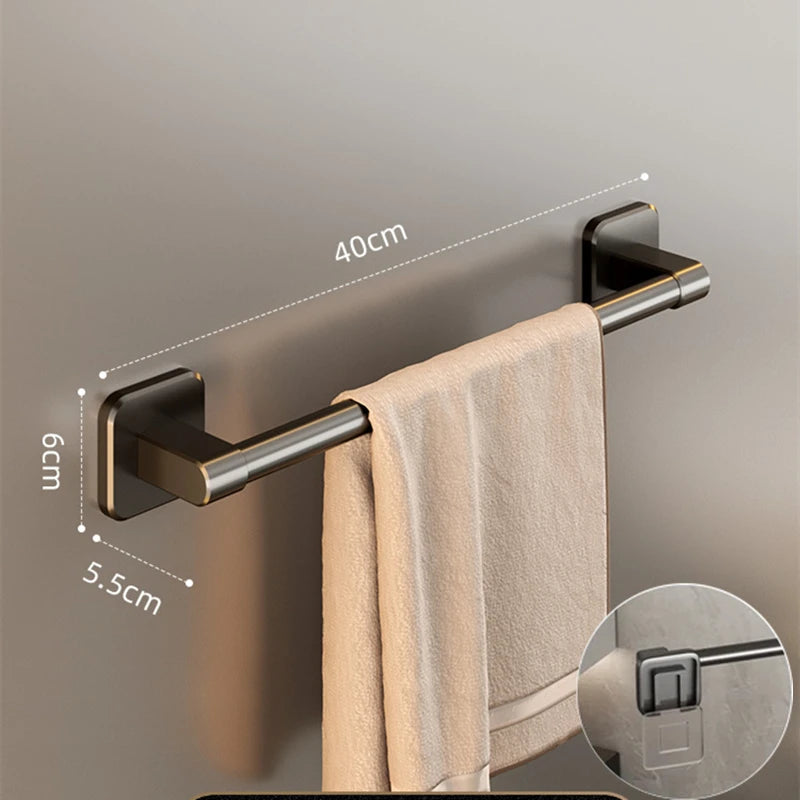 Bathroom Towel Holder Slipper Rack Holder Without Drilling Wall Mounted Towel Shelf   Towel Bar Kitchen Bathroom Accessories