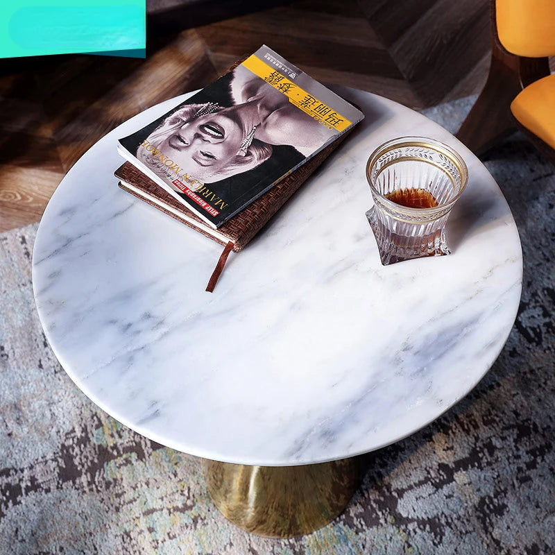 Luxury modern circular white and gold coffee table