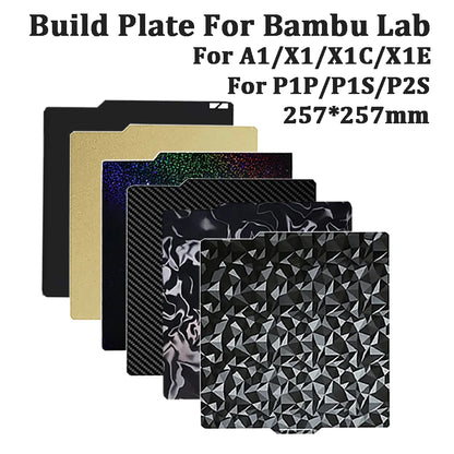 For Bambu lab P2S X1 P1S Carbon Build Plate A1 PEI Sheet Textured Double Sided PEO PET Bed For  Bambulab P1S P1P X1C Build Plate
